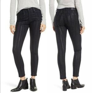 Adriano Goldschmied NWT The Farrah Skinny Ankle Metallic Striped Jean Size 27